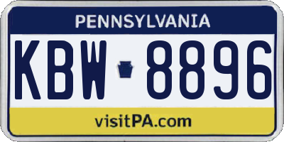 PA license plate KBW8896