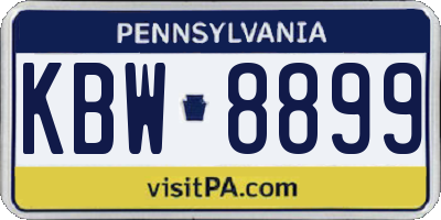 PA license plate KBW8899