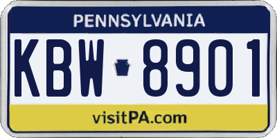 PA license plate KBW8901