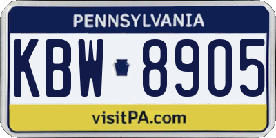 PA license plate KBW8905