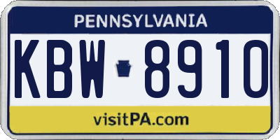 PA license plate KBW8910