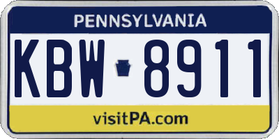 PA license plate KBW8911