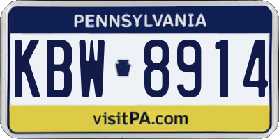 PA license plate KBW8914