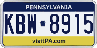 PA license plate KBW8915