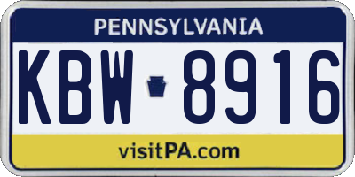 PA license plate KBW8916
