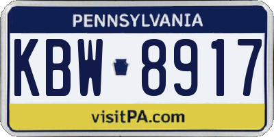 PA license plate KBW8917