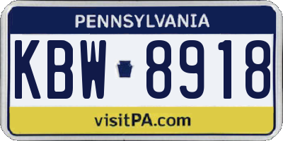 PA license plate KBW8918