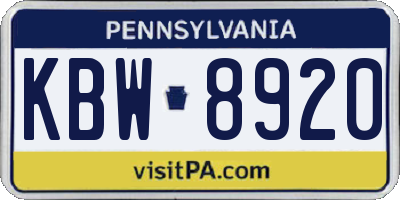 PA license plate KBW8920