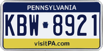 PA license plate KBW8921