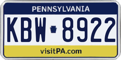 PA license plate KBW8922
