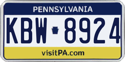 PA license plate KBW8924