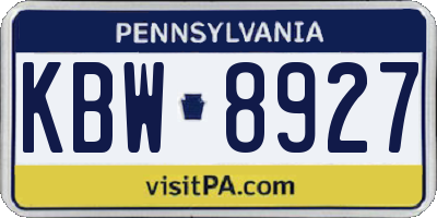 PA license plate KBW8927