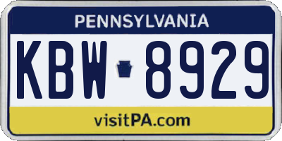 PA license plate KBW8929