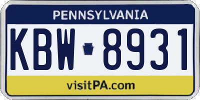 PA license plate KBW8931