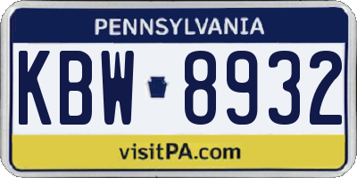 PA license plate KBW8932