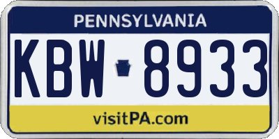 PA license plate KBW8933
