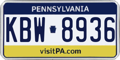 PA license plate KBW8936