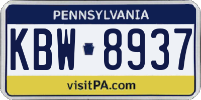 PA license plate KBW8937