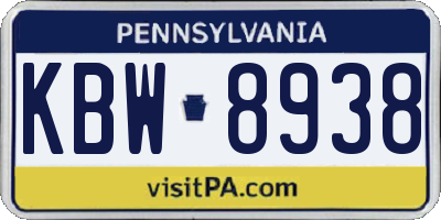 PA license plate KBW8938
