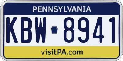 PA license plate KBW8941