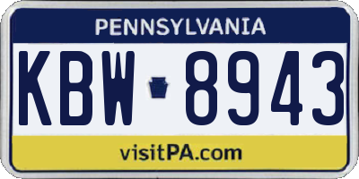 PA license plate KBW8943