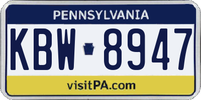 PA license plate KBW8947