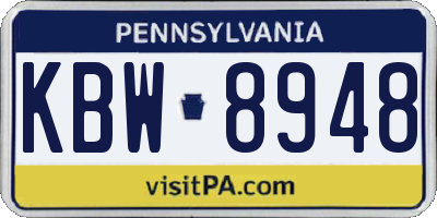 PA license plate KBW8948
