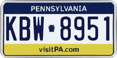 PA license plate KBW8951