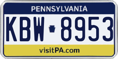 PA license plate KBW8953