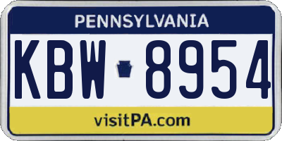 PA license plate KBW8954
