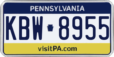 PA license plate KBW8955