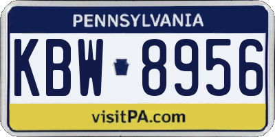 PA license plate KBW8956
