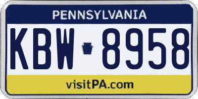 PA license plate KBW8958