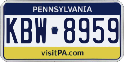 PA license plate KBW8959
