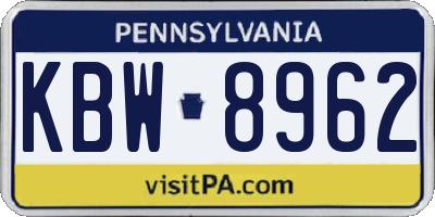PA license plate KBW8962