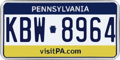 PA license plate KBW8964