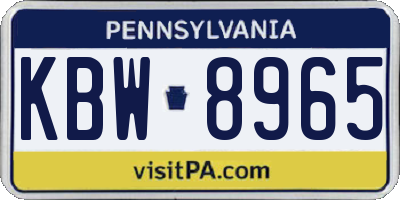 PA license plate KBW8965
