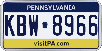 PA license plate KBW8966