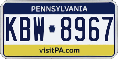 PA license plate KBW8967