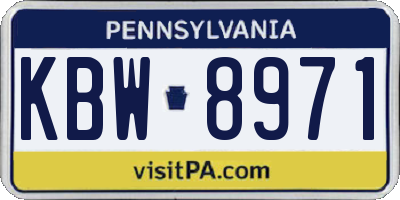 PA license plate KBW8971
