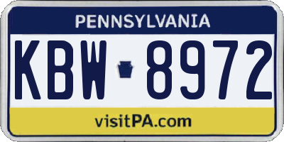 PA license plate KBW8972