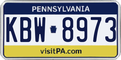 PA license plate KBW8973