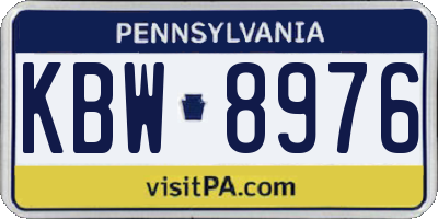 PA license plate KBW8976