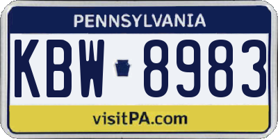 PA license plate KBW8983