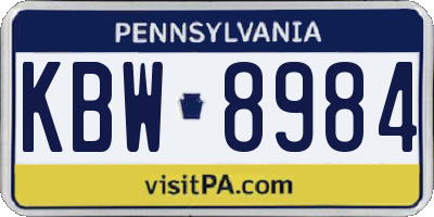 PA license plate KBW8984