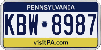 PA license plate KBW8987