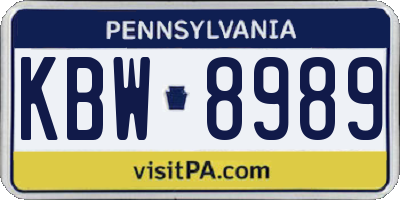 PA license plate KBW8989
