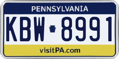 PA license plate KBW8991