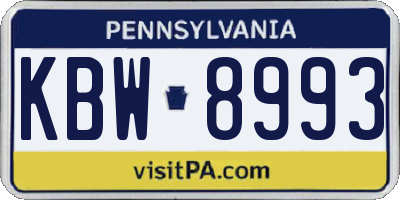 PA license plate KBW8993