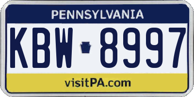 PA license plate KBW8997